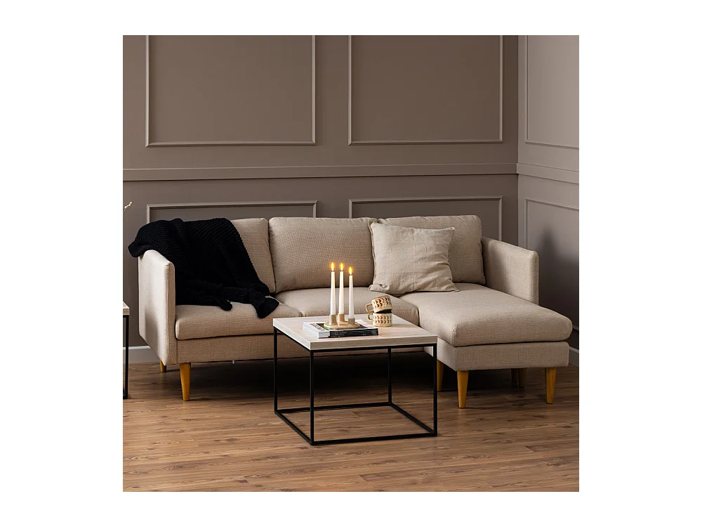 Verso - Canapé d'angle réversible 3 places en tissu - Beige