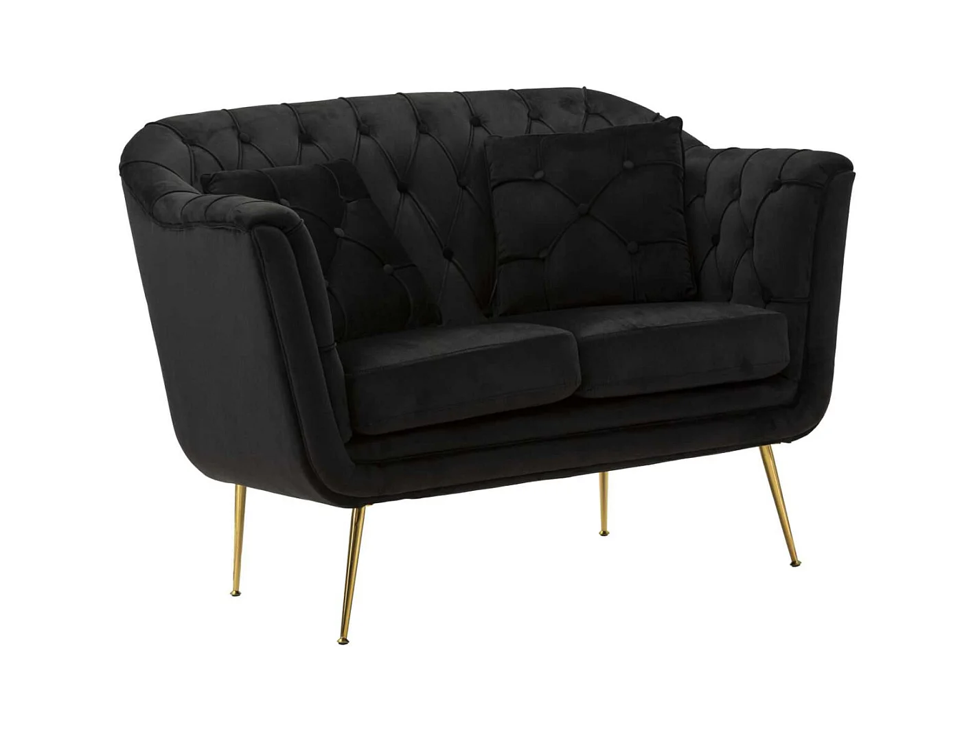 Canapé 2 places en tissu capitonné avec coussins Budapest 130 x 83 x 91 cm