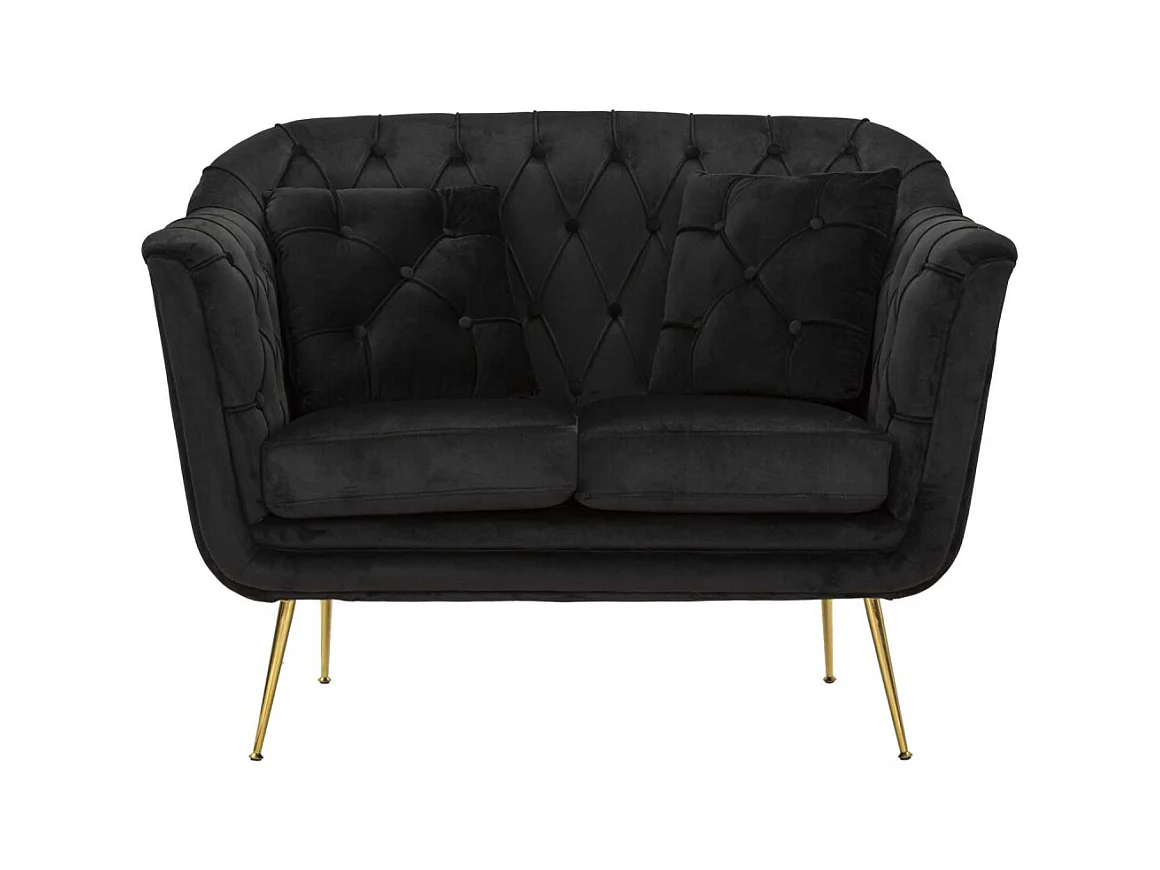 Canapé 2 places en tissu capitonné avec coussins Budapest 130 x 83 x 91 cm