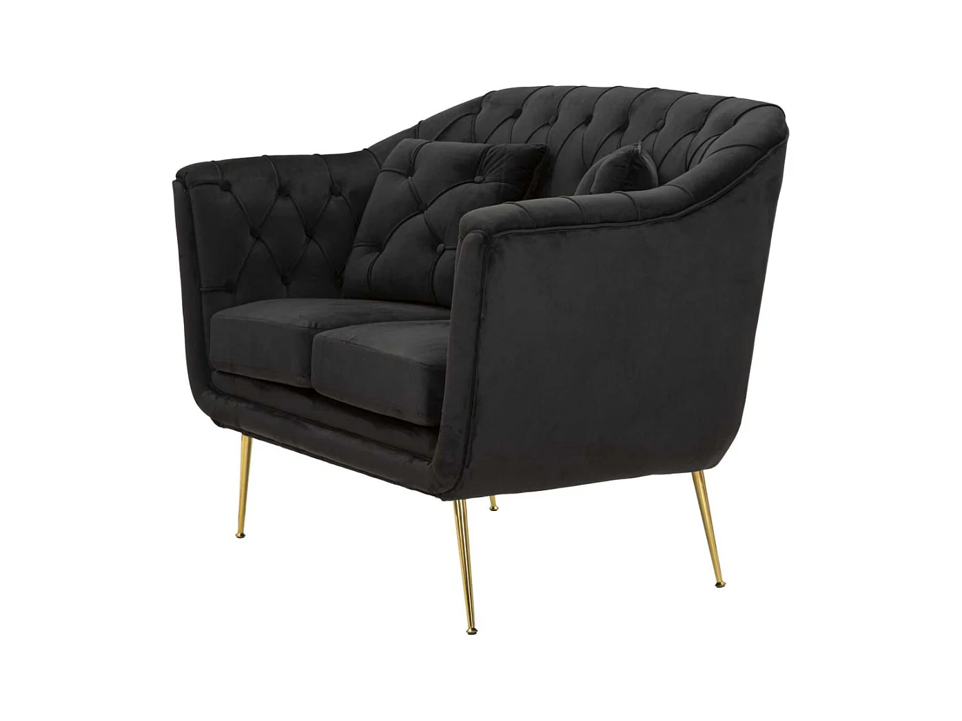 Canapé 2 places en tissu capitonné avec coussins Budapest 130 x 83 x 91 cm