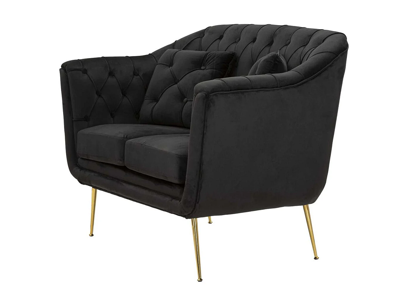 Canapé 2 places en tissu capitonné avec coussins Budapest 130 x 83 x 91 cm