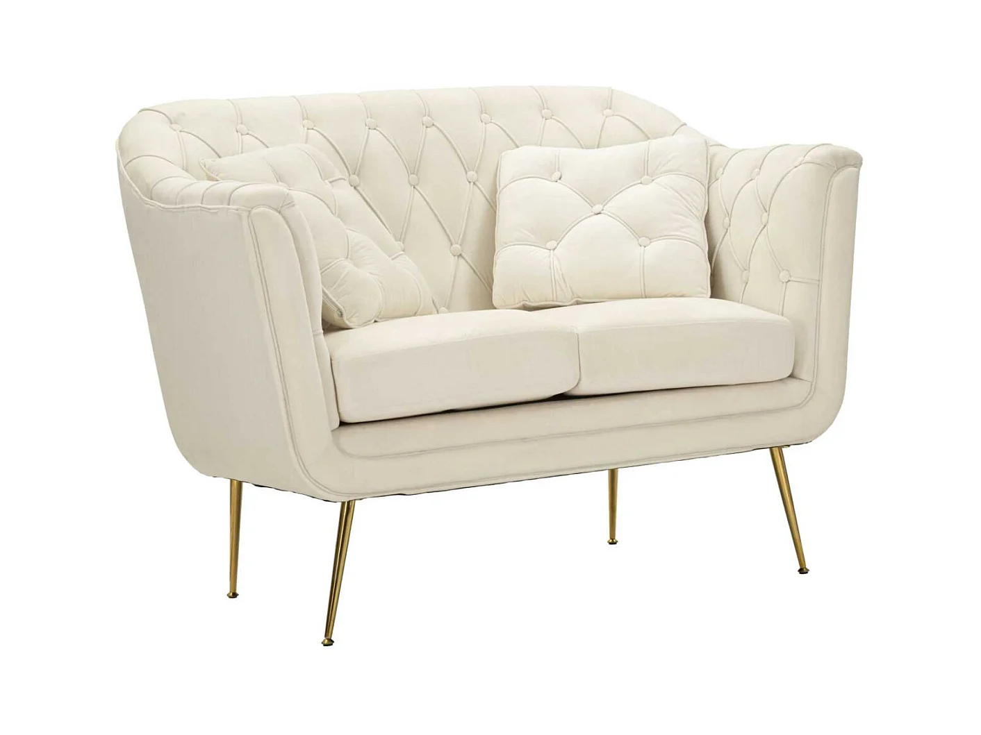 Canapé 2 places en tissu capitonné avec coussins Budapest 130 x 83 x 91 cm