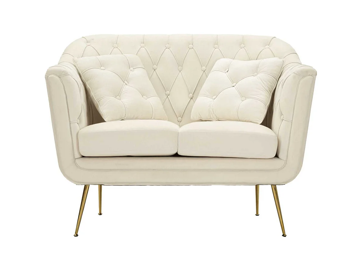 Canapé 2 places en tissu capitonné avec coussins Budapest 130 x 83 x 91 cm