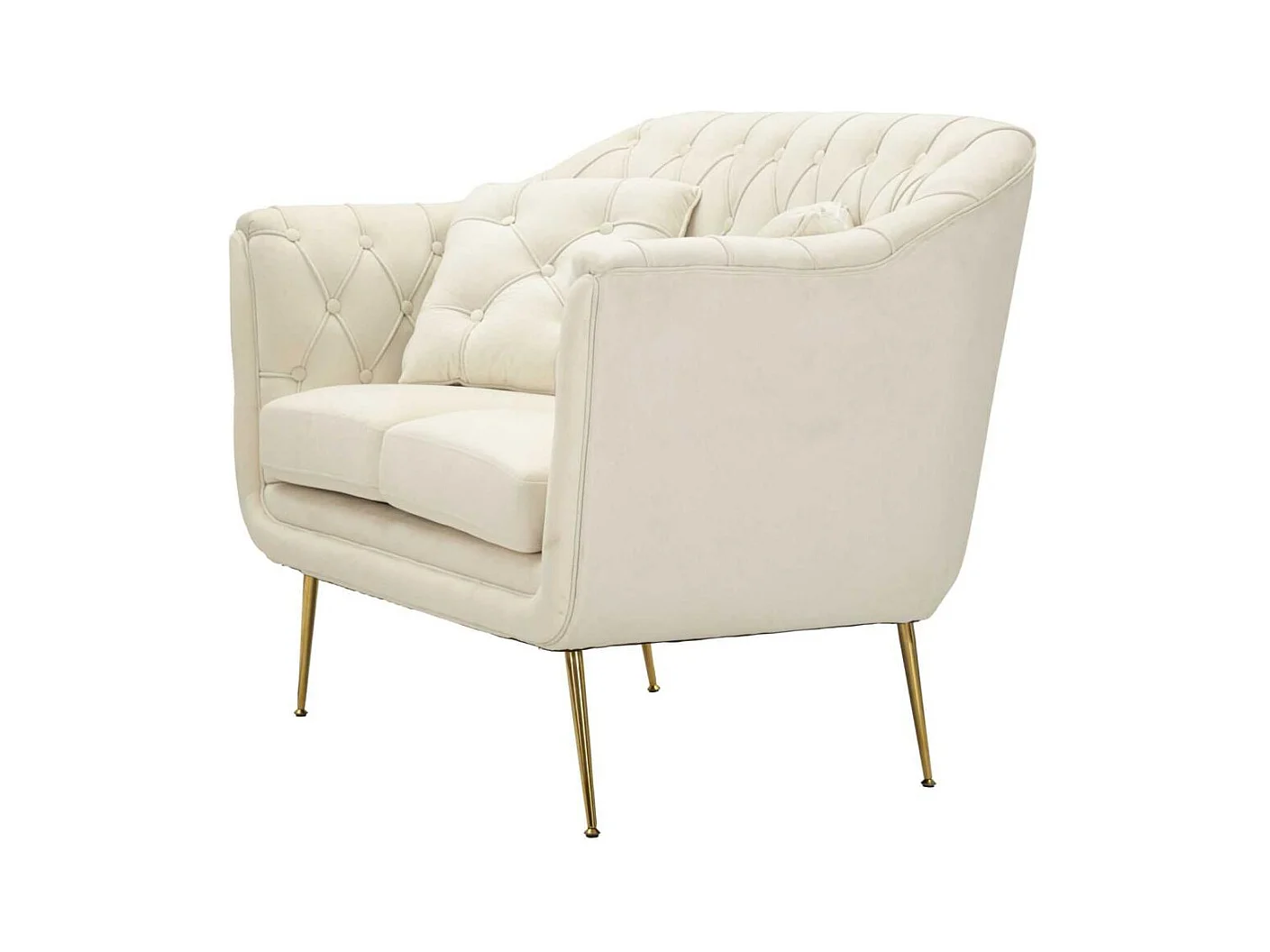 Canapé 2 places en tissu capitonné avec coussins Budapest 130 x 83 x 91 cm