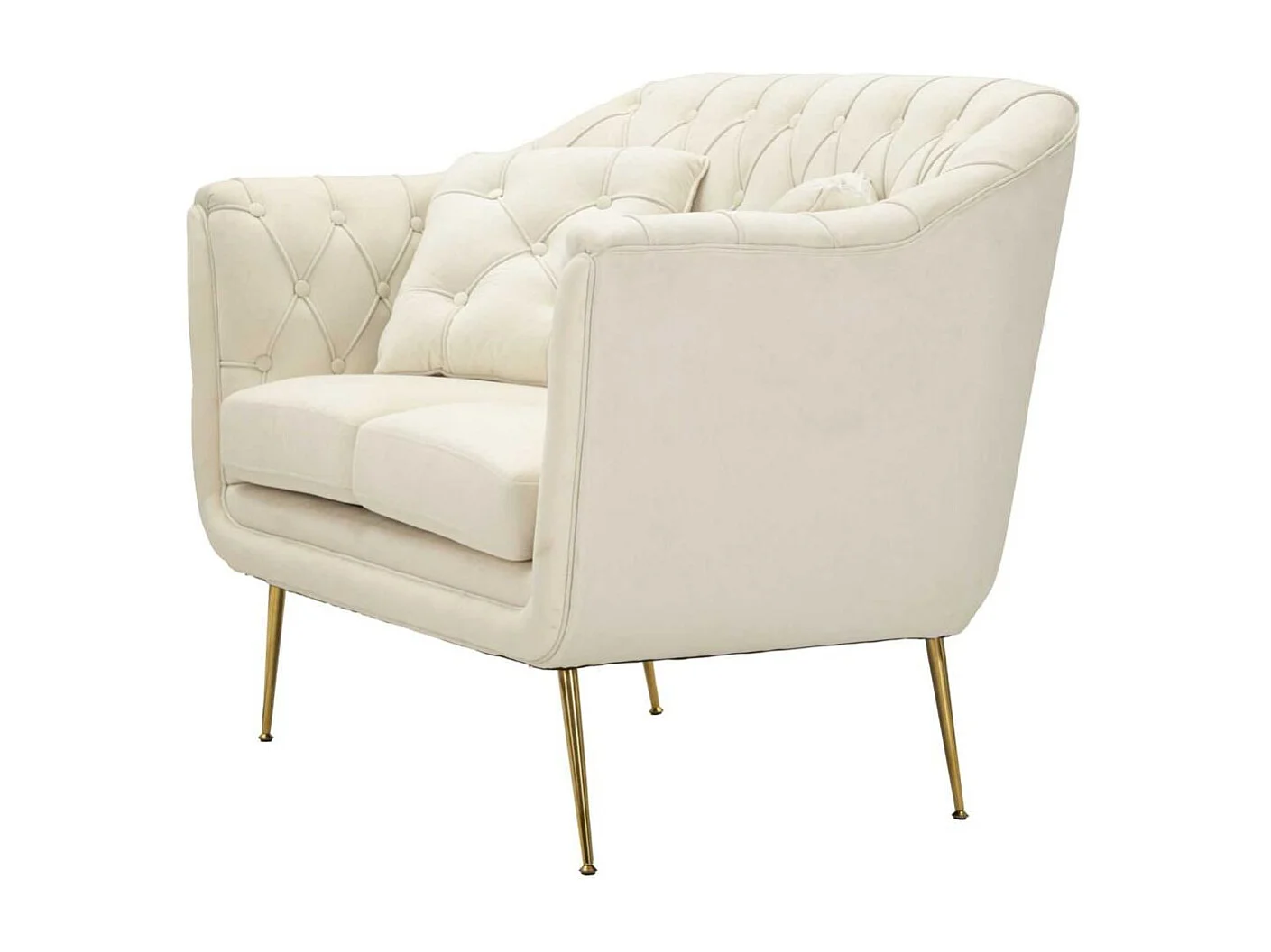 Crème stoffen bank met kussens 130 x 83 x 91 cm