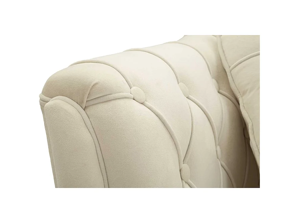 Crème stoffen bank met kussens 130 x 83 x 91 cm