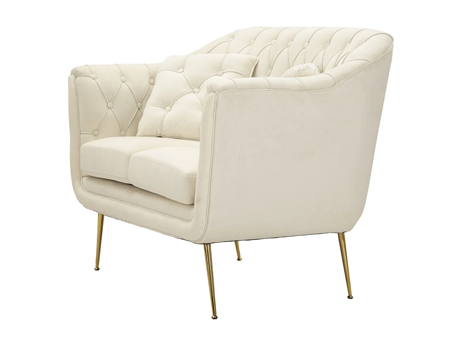 Crème stoffen bank met kussens 130 x 83 x 91 cm