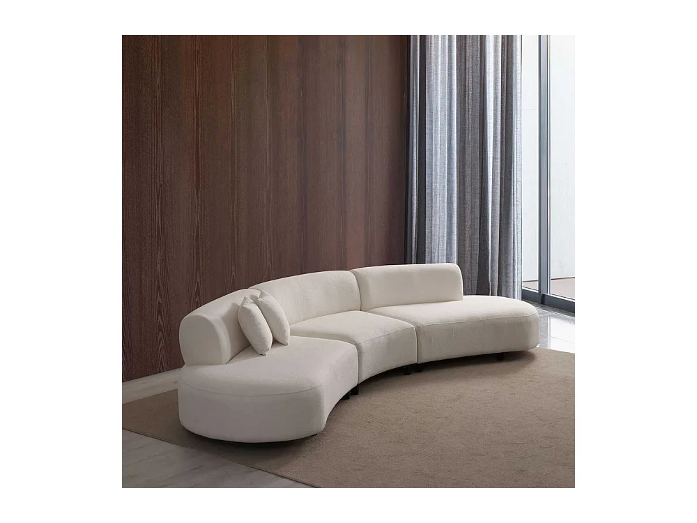 Canapé en tissu crème Pars 6 places