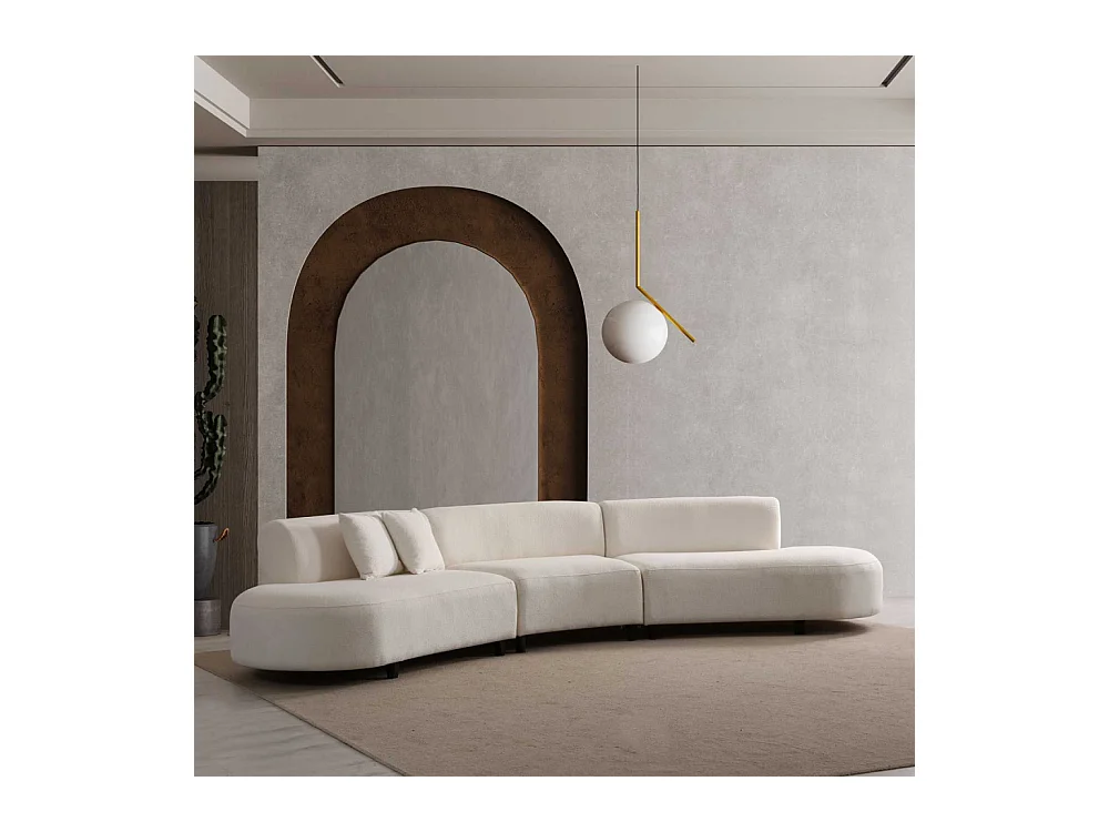 Canapé en tissu crème Pars 6 places