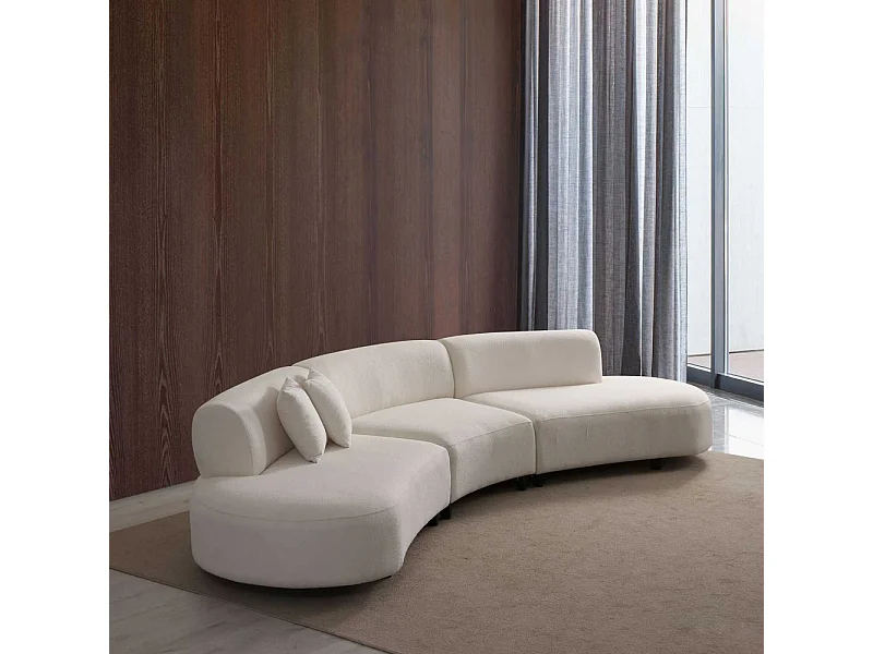 Canapé en tissu crème Pars 6 places