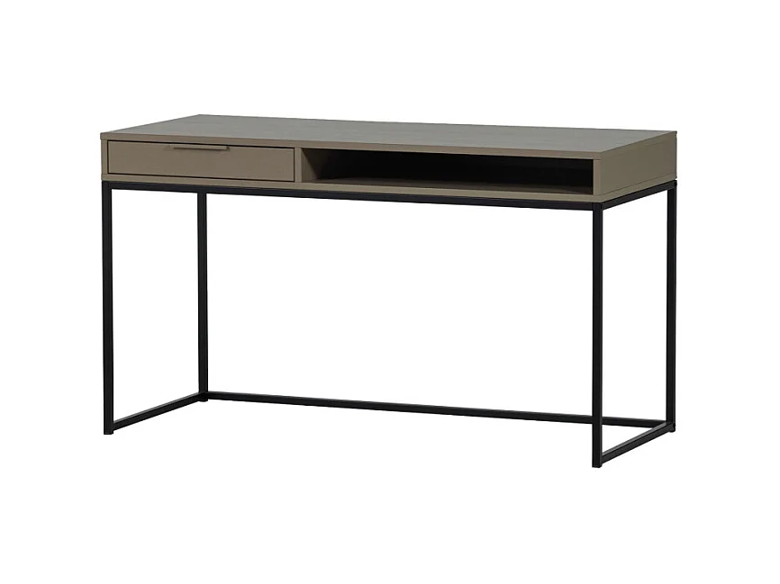 Nore - Bureau en bois et métal 1 tiroir L130cm - Taupe
