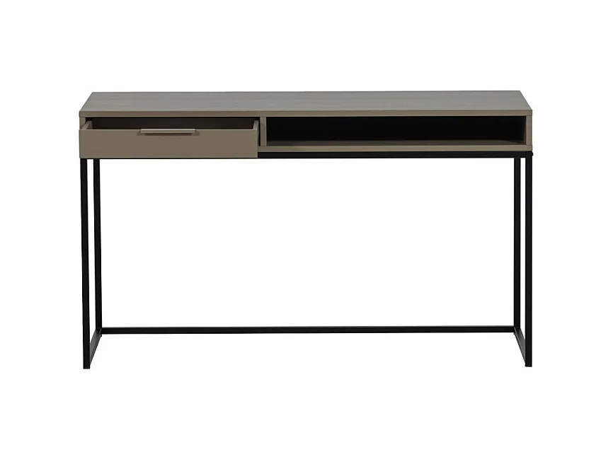 Nore - Bureau en bois et métal 1 tiroir L130cm - Taupe