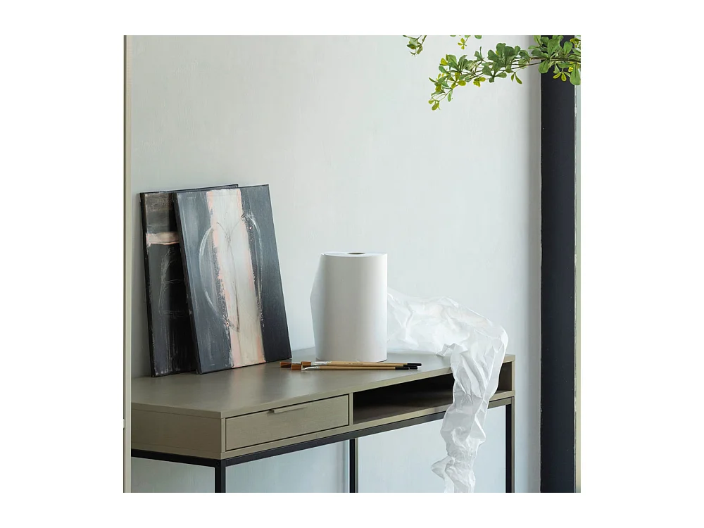 Nore - Bureau en bois et métal 1 tiroir L130cm - Taupe