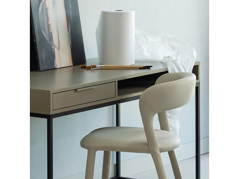 Nore - Bureau en bois et métal 1 tiroir L130cm - Taupe