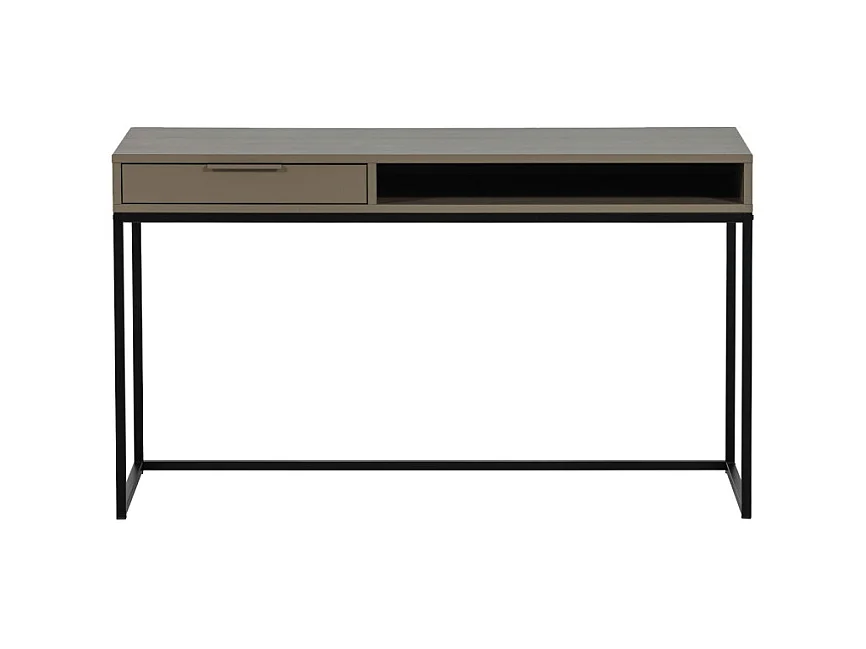 Nore - Bureau en bois et métal 1 tiroir L130cm - Taupe