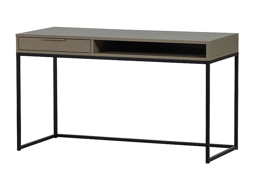 Nore - Bureau en bois et métal 1 tiroir L130cm - Taupe