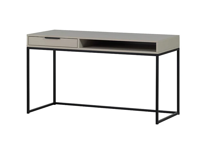Nore - Bureau en bois et métal 1 tiroir L130cm - Beige