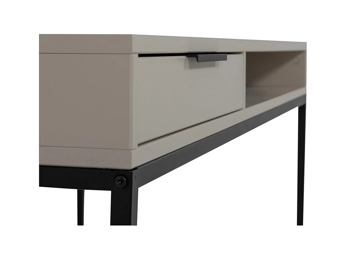 Nore - Bureau en bois et métal 1 tiroir L130cm - Beige