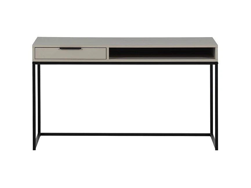 Nore - Bureau en bois et métal 1 tiroir L130cm - Beige
