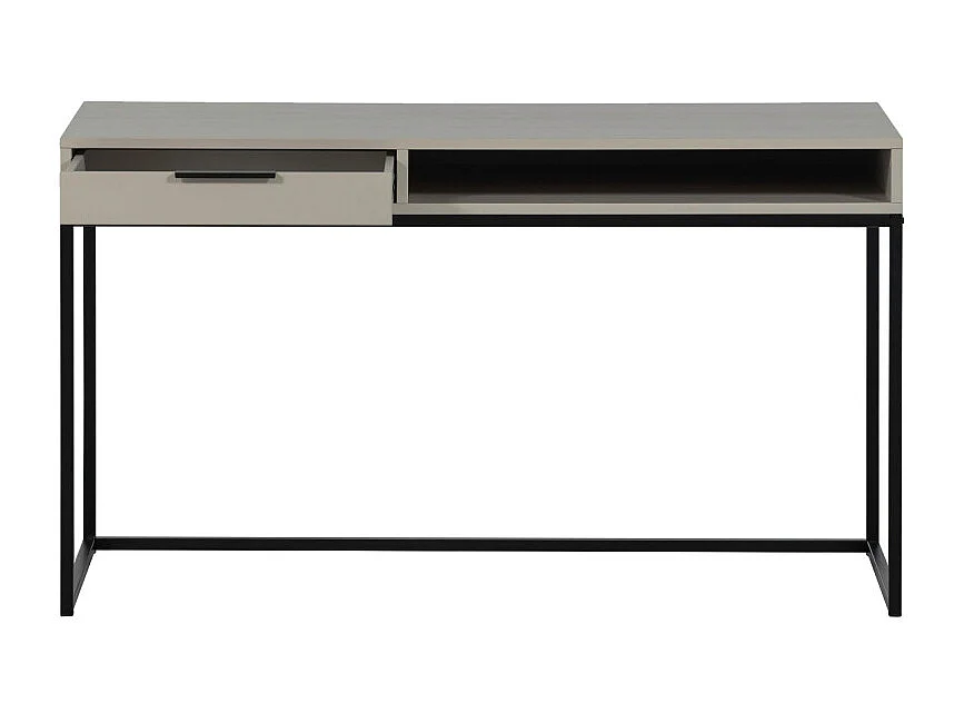 Nore - Bureau en bois et métal 1 tiroir L130cm - Beige