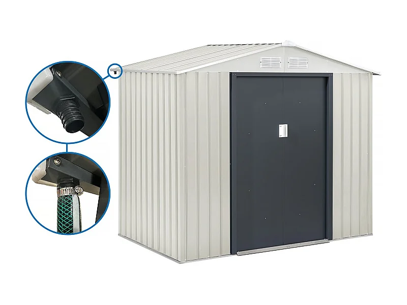 Metall-Gartenhaus "Nebraska" 4,07m² mit Rinne - Wetterfest, einfacher Aufbau, kompaktes Design