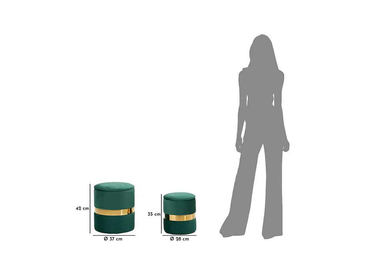 Pouf avec rangement intégré Sheffild (Lot de 2)