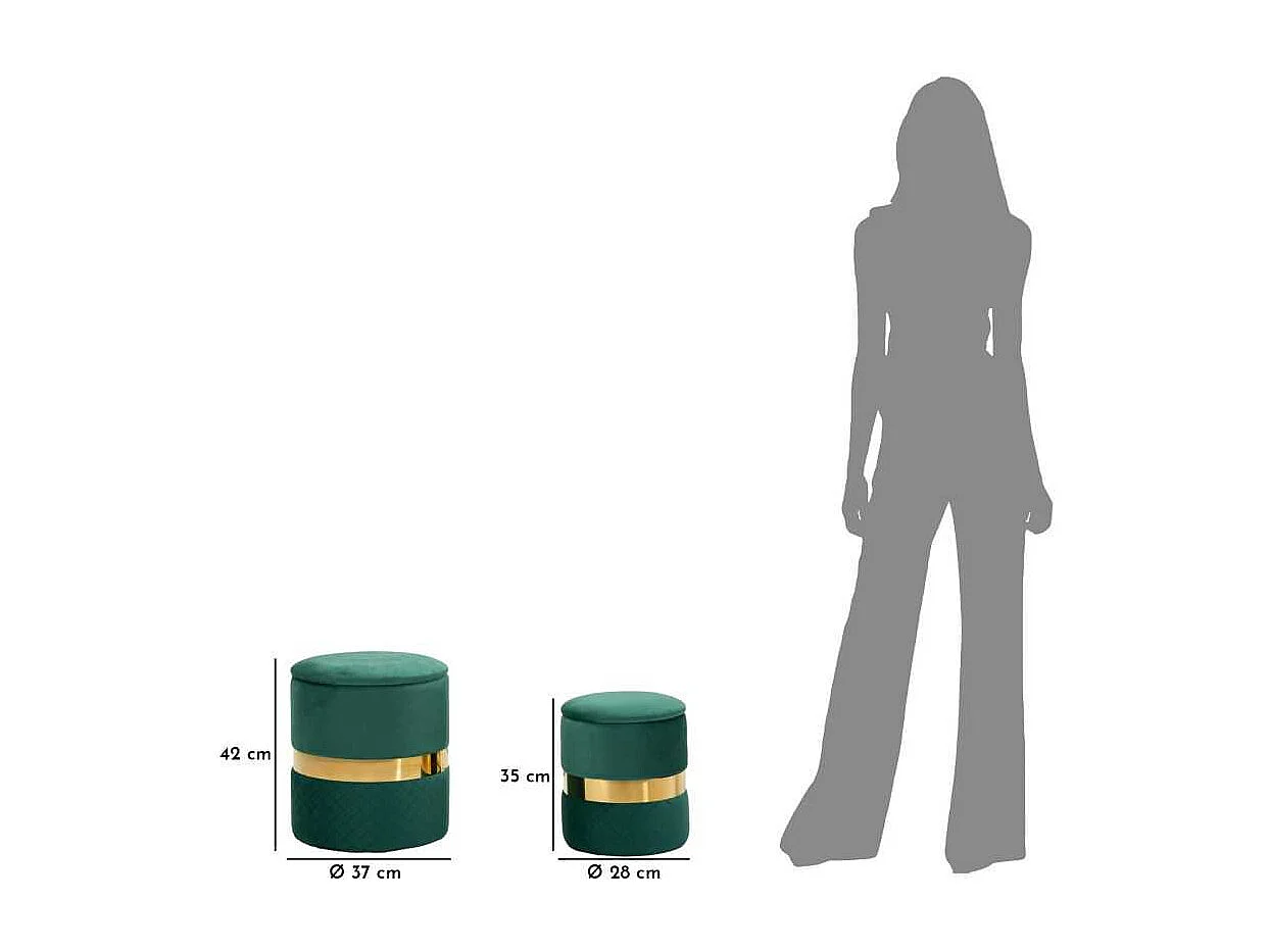 Pouf avec rangement intégré Sheffild (Lot de 2)