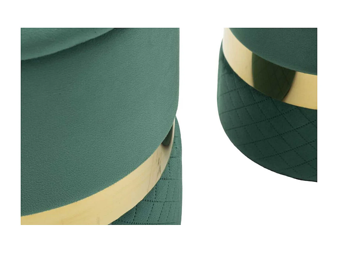 Lot de 2 Poufs Coffres "Sheffild" 42cm Vert & Or