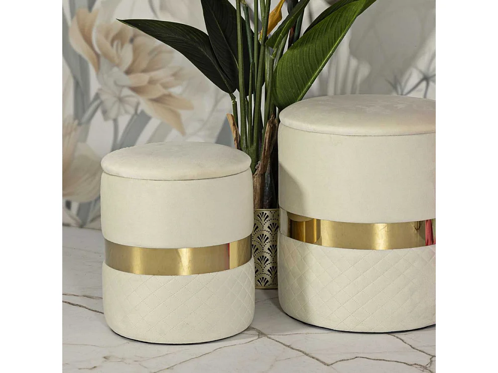 Pouf avec rangement intégré Sheffild (Lot de 2)