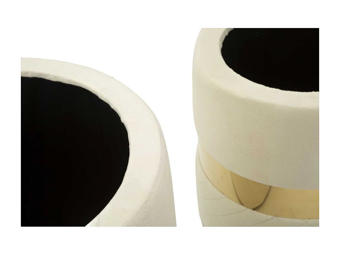 Lot de 2 Poufs Coffres "Sheffild" 42cm Crème & Or