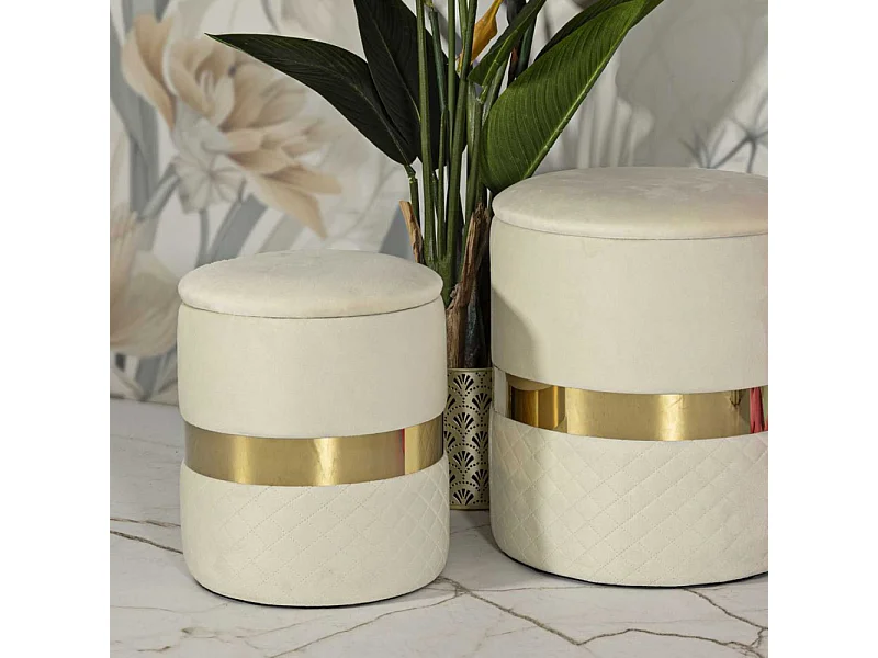 Pouf avec rangement intégré Sheffild (Lot de 2)