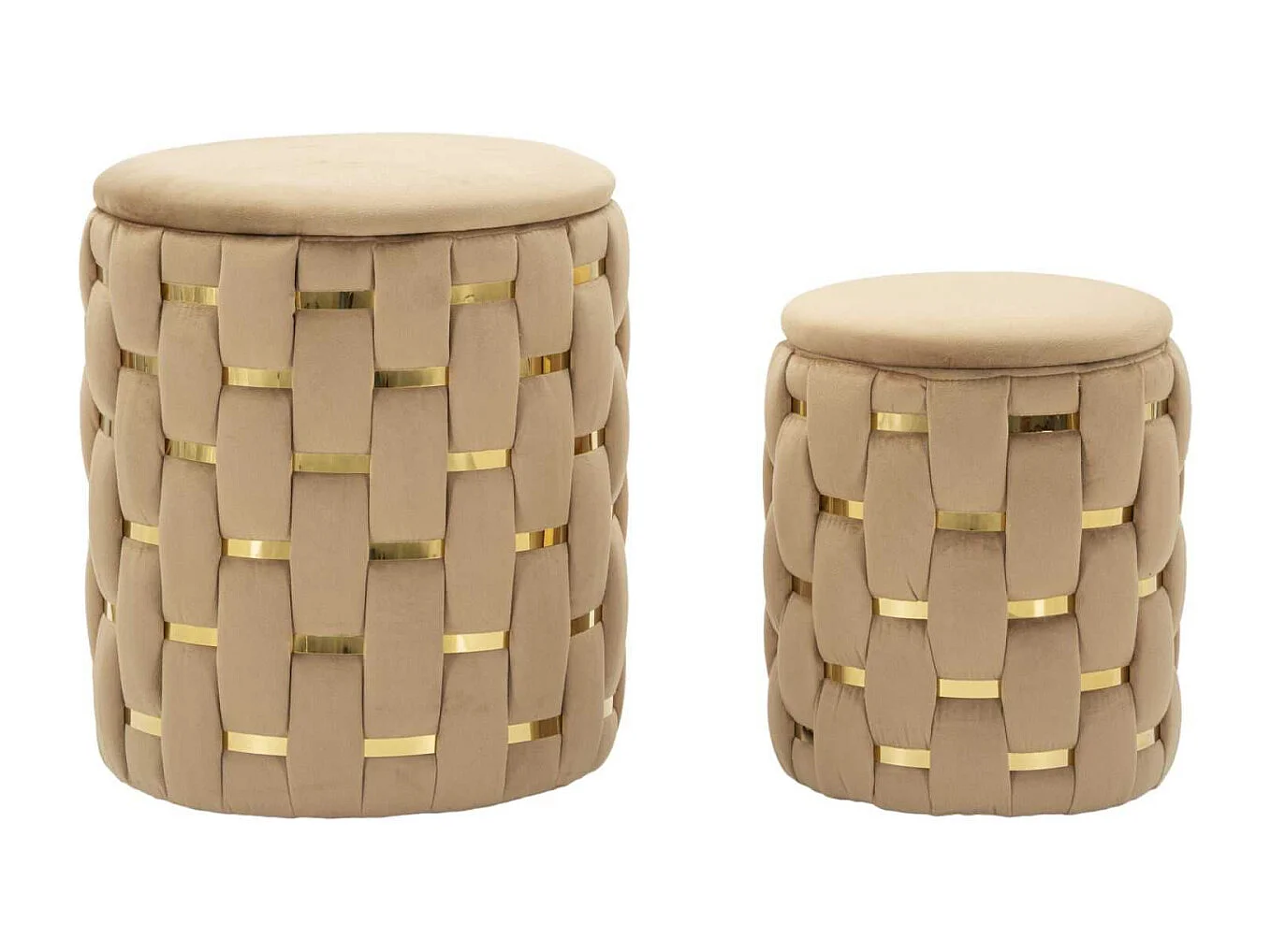 Lot de 2 Poufs Coffres "Shanty" 42cm Marron & Or