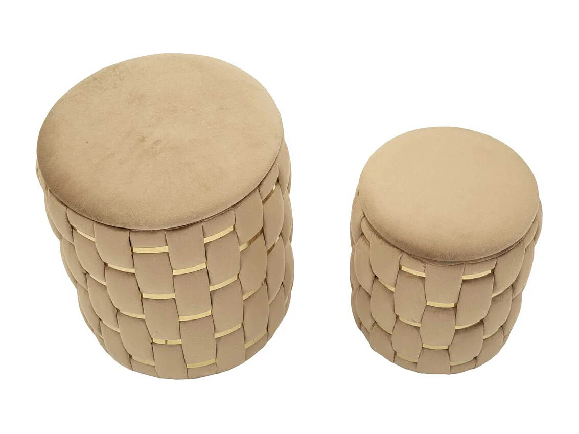 Lot de 2 Poufs Coffres "Shanty" 42cm Marron & Or