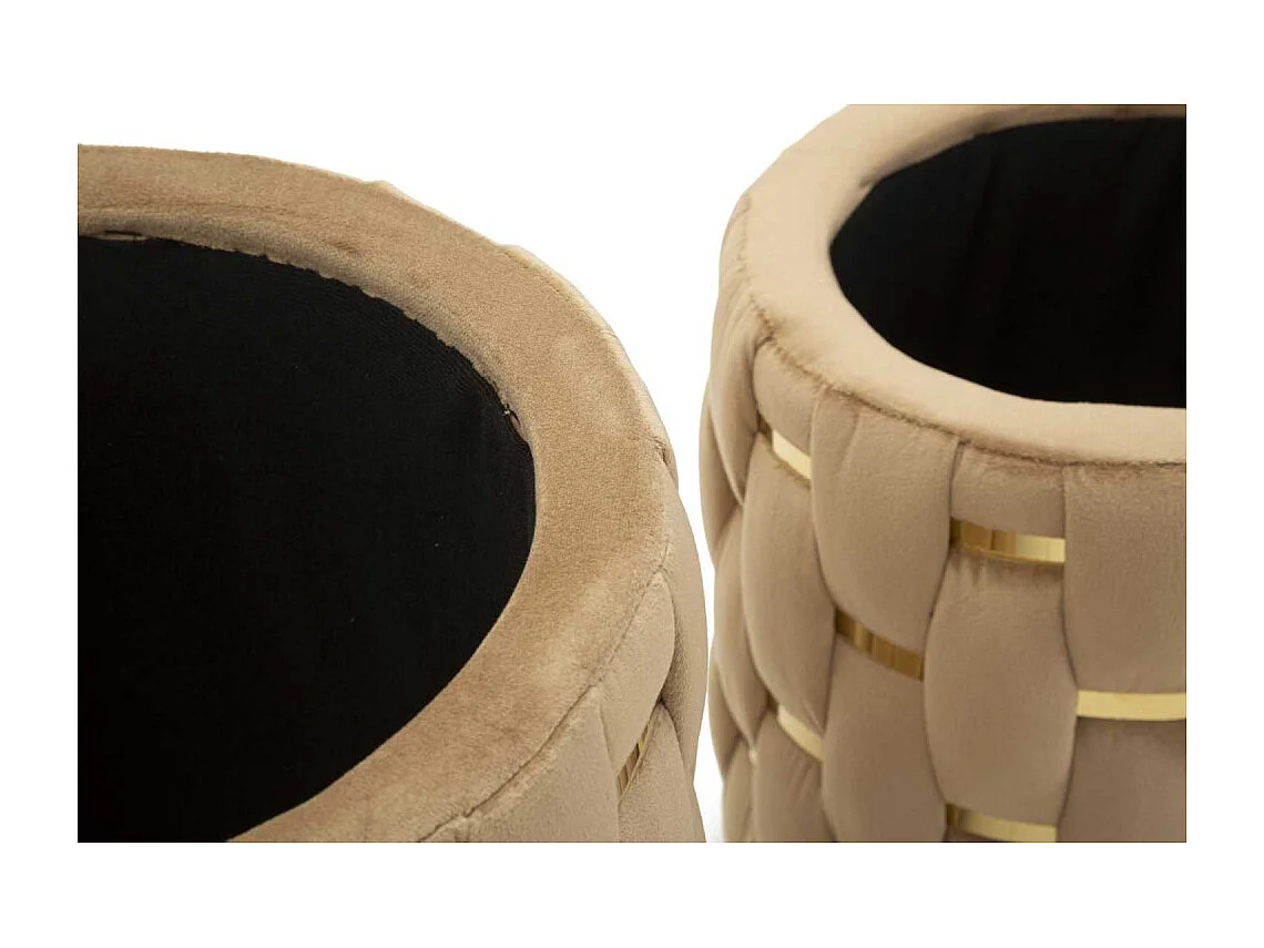 Lot de 2 Poufs Coffres "Shanty" 42cm Marron & Or