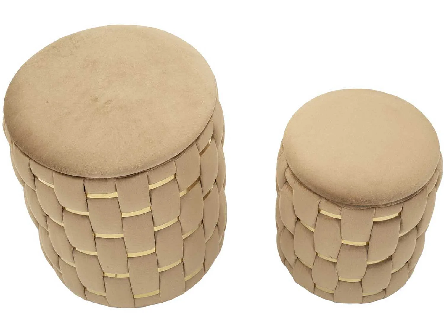Set de 2 pufs con almacenaje acolchados trenzados Shanty - Gold