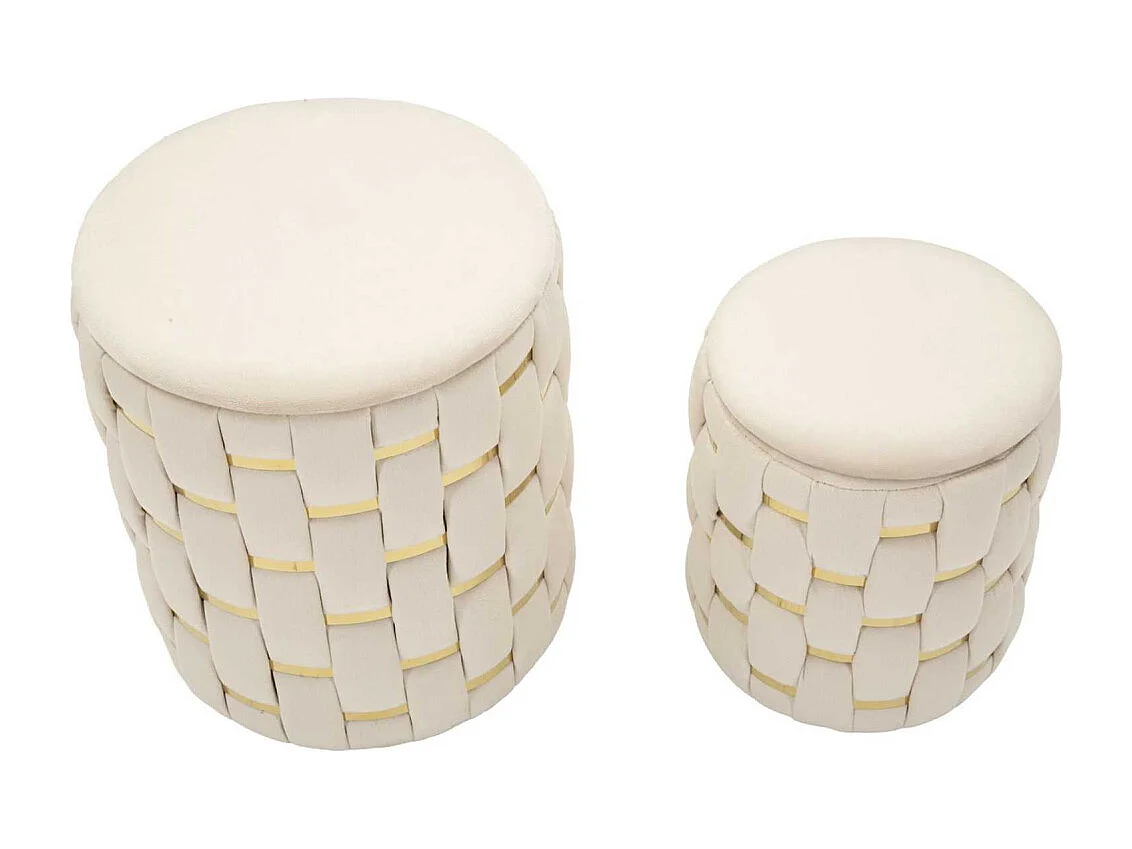 Set de 2 pufs con almacenaje acolchados trenzados Shanty - Beige