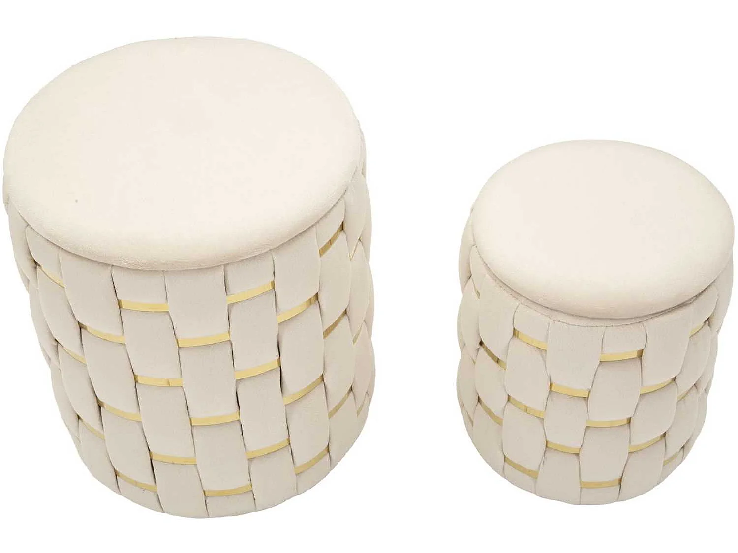 Lot de 2 Poufs Coffres "Shanty" 42cm Crème & Or
