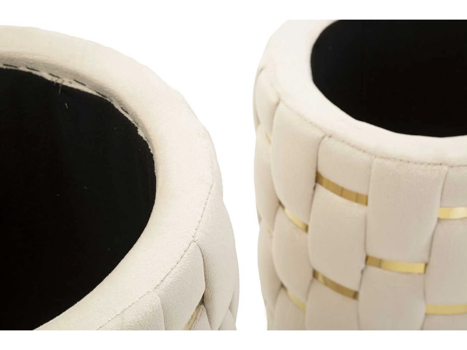 Lot de 2 Poufs Coffres "Shanty" 42cm Crème & Or