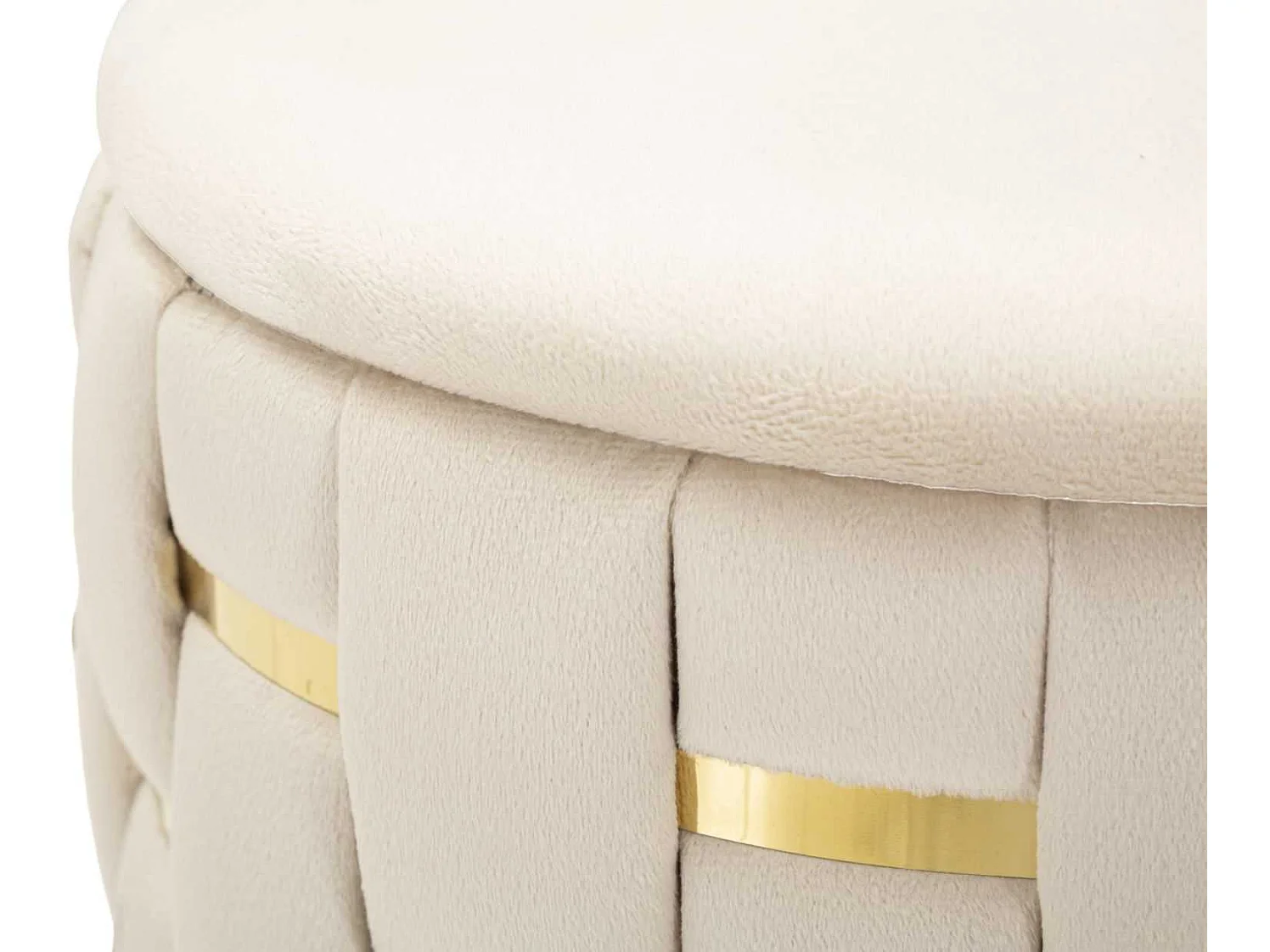 Lot de 2 Poufs Coffres "Shanty" 42cm Crème & Or