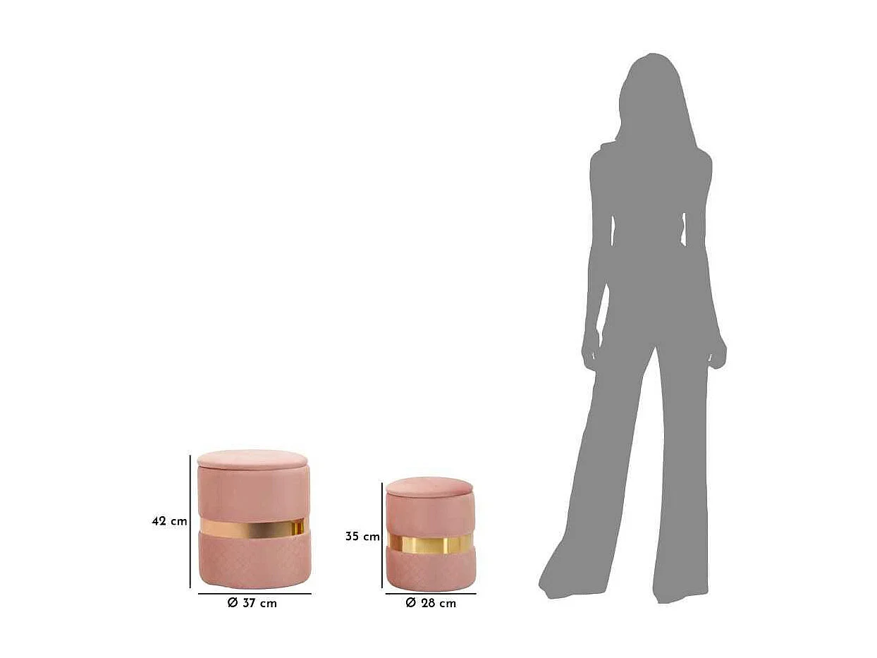 Pouf avec rangement intégré Sheffild (Lot de 2)