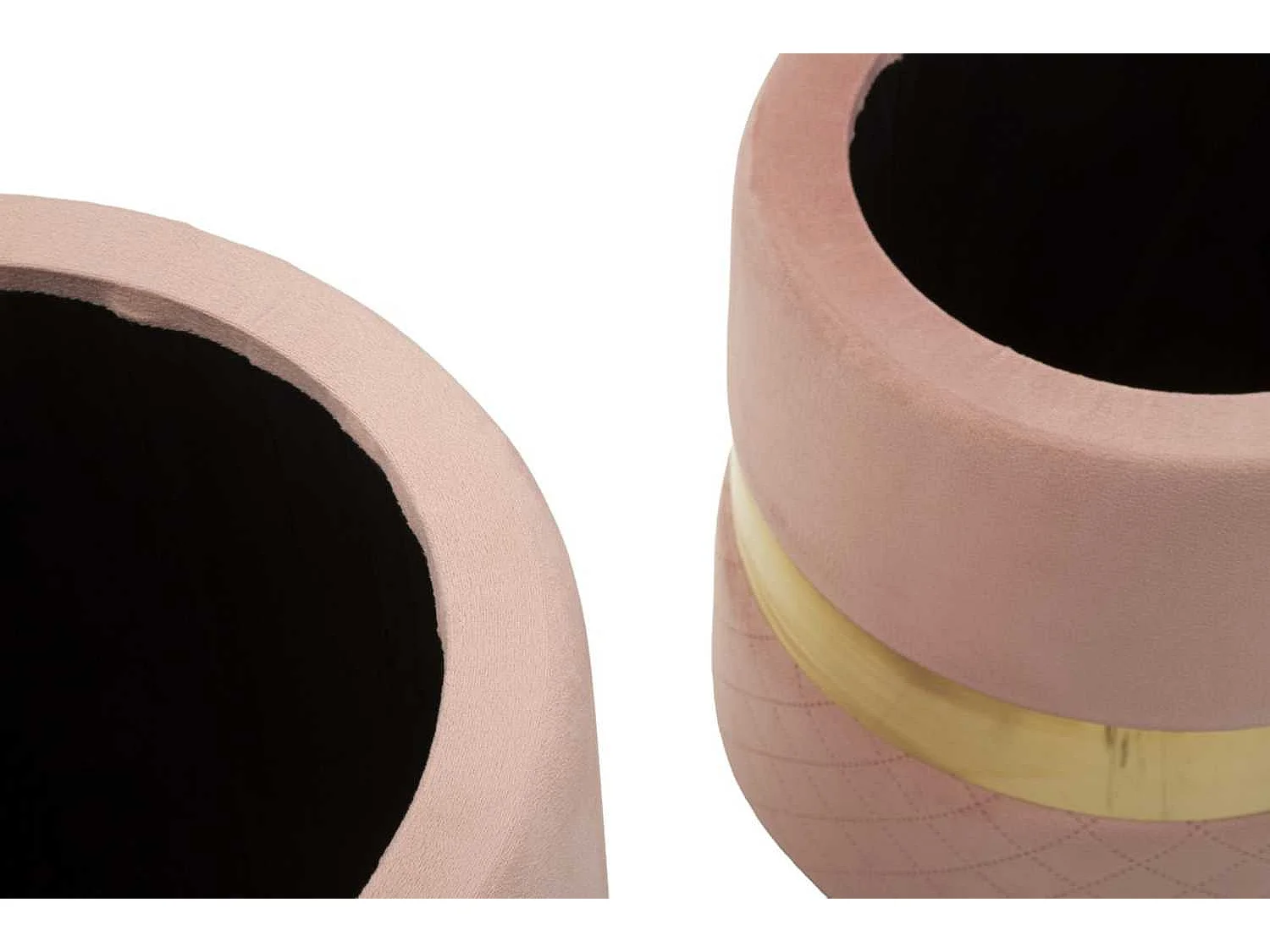Set de 2 pufs redondos tapizados con almacenaje Sheffild - Rosa