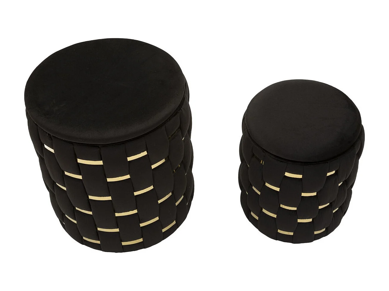 Lot de 2 Poufs Coffres "Shanty" 42cm Noir & Or