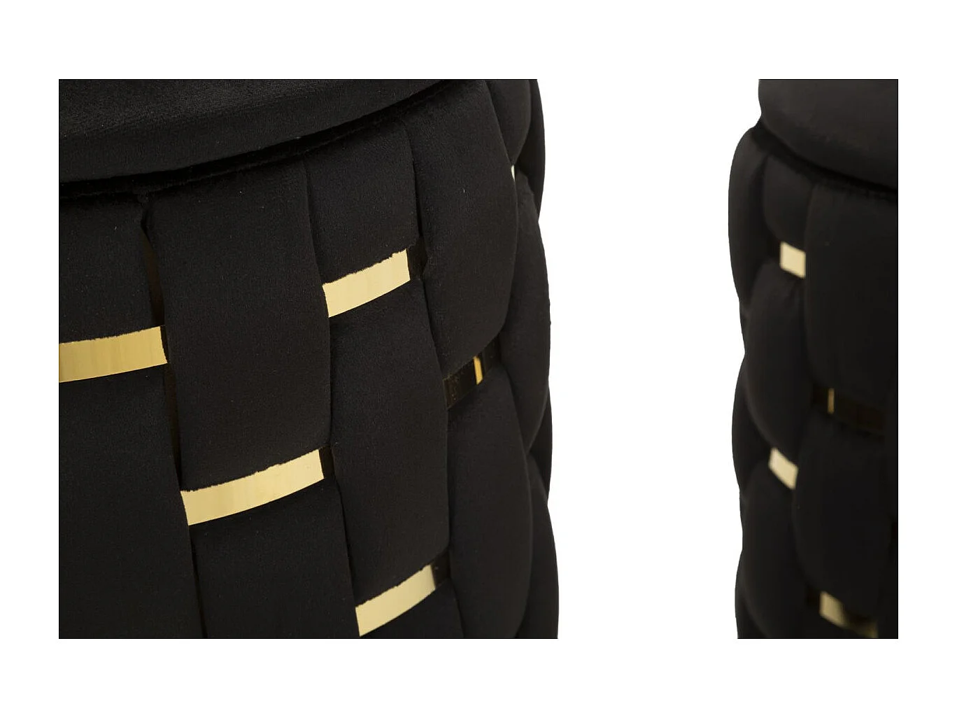 Lot de 2 Poufs Coffres "Shanty" 42cm Noir & Or