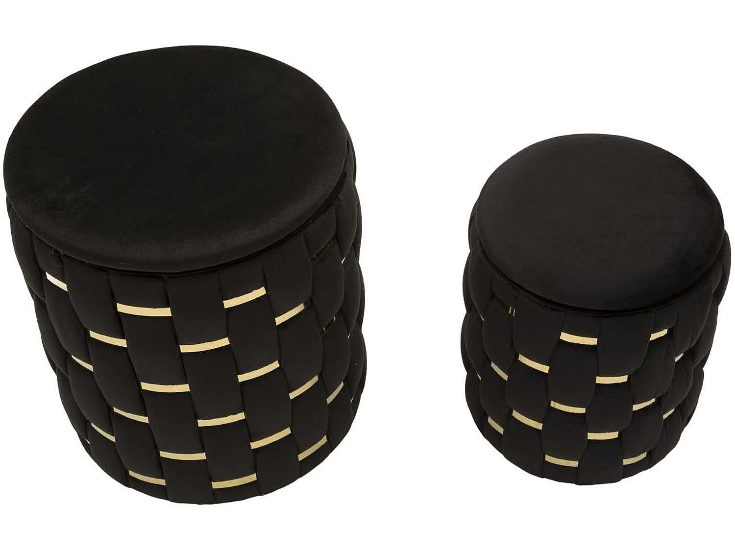 Set de 2 pufs con almacenaje acolchados trenzados Shanty - Negro