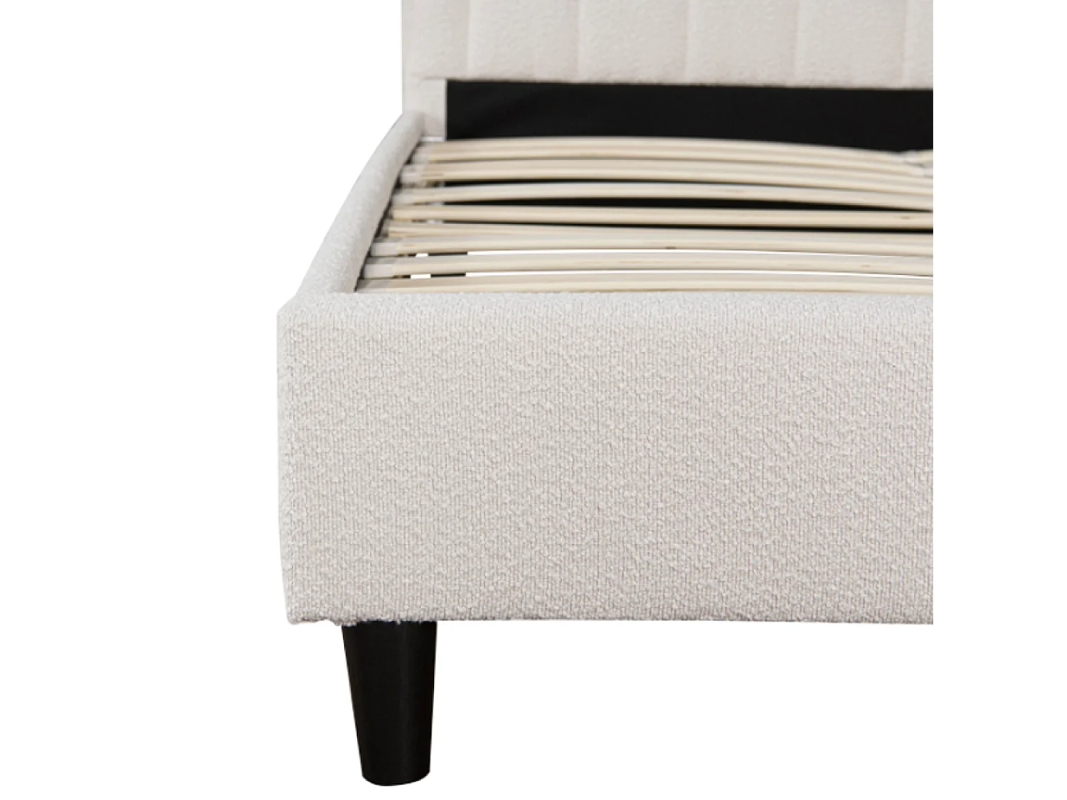 Lit bouclette 160x200cm beige avec tête de lit et sommier CAMBRIDGE