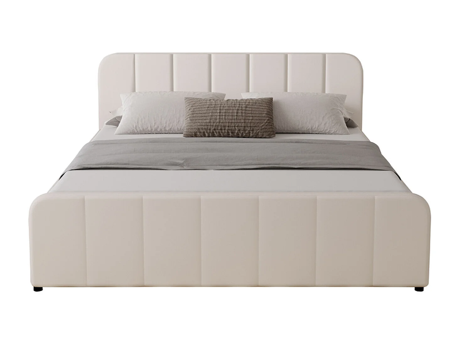 Lit coffre 140x190cm en velours beige TAMPA