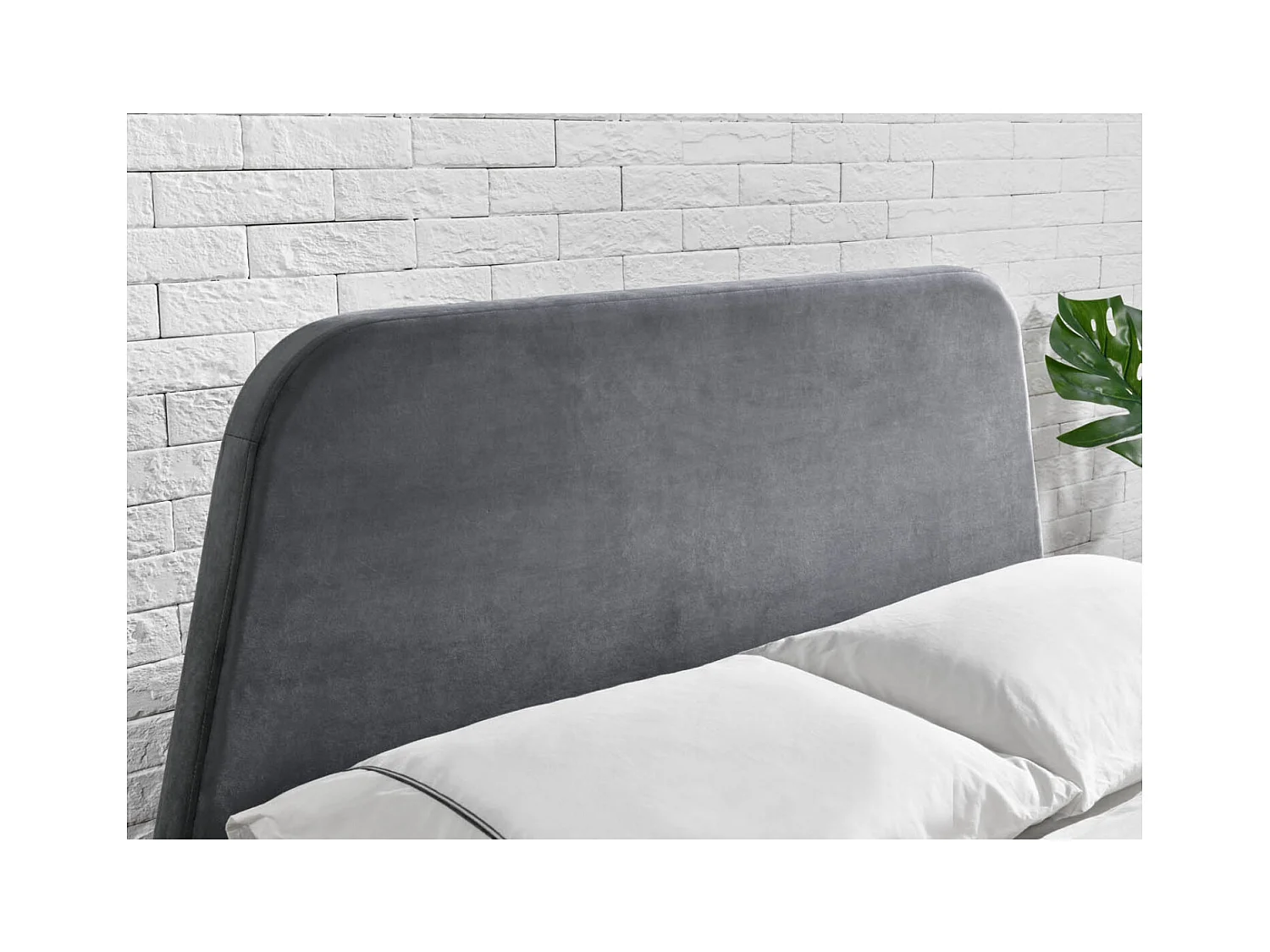 Lit coffre - 180x200 cm - Velours gris NORKA