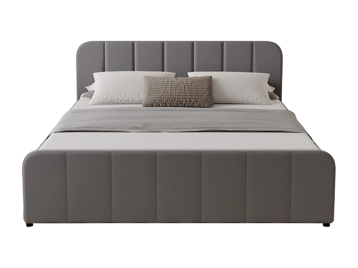 Lit coffre 140x190cm en velours gris TAMPA