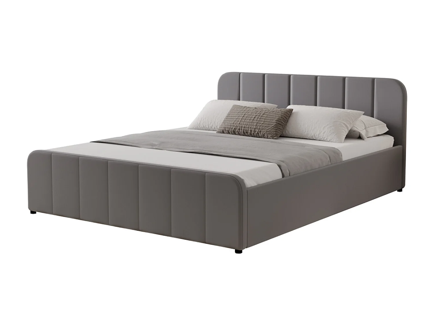 Lit coffre 140x190cm en velours gris TAMPA