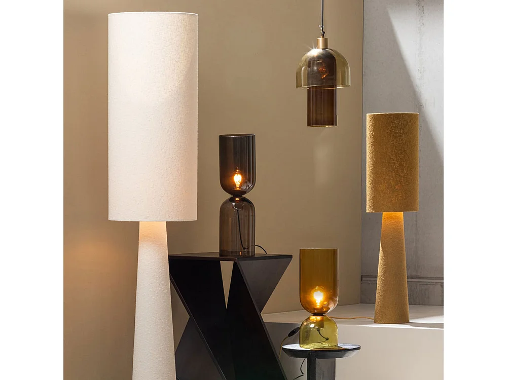 Loft - Lampadaire en tissu bouclette et métal H187cm - Naturel